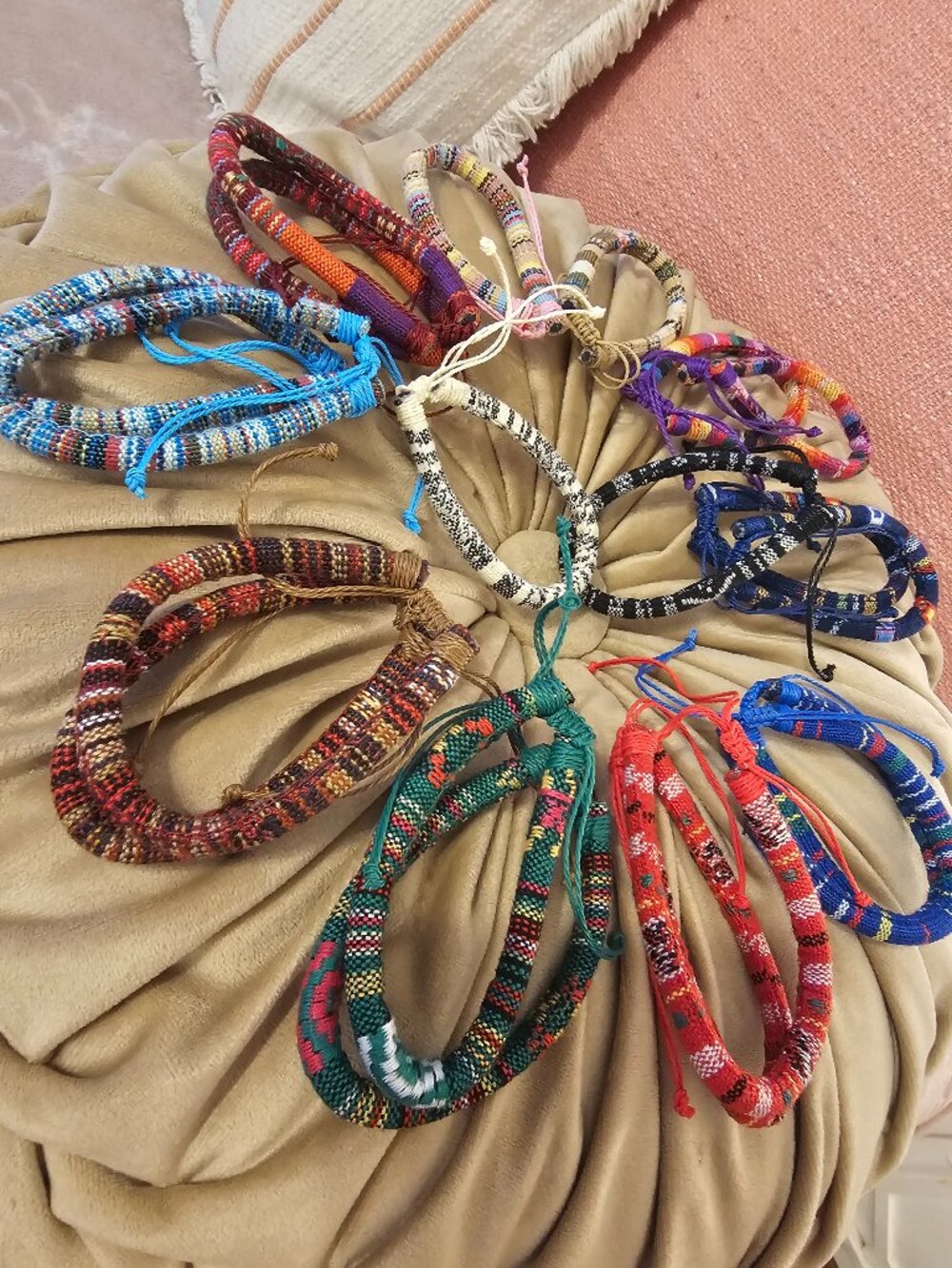 Boho Stackable Woven Fabric / Braided Stretch Bracelet Lot
